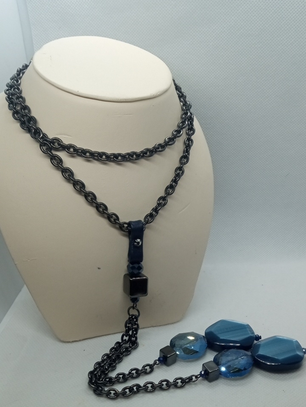 CHICO'S LONG BEADED TASSEL NECKLACE
